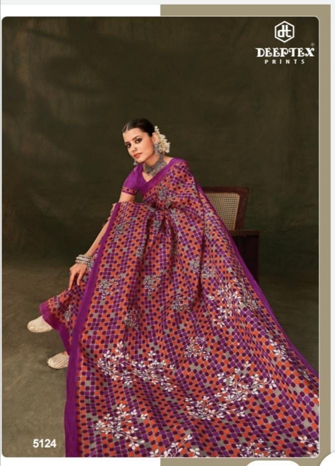 Deeptex Premium Cotton Voil Saree With Blouse Piece