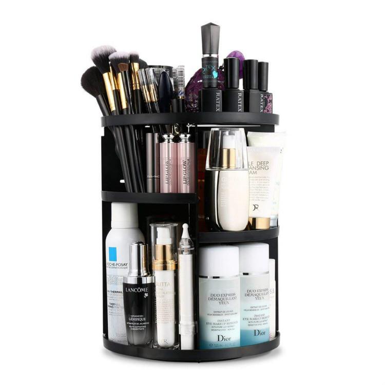 360 Rotating Makeup Organizer, DIY Adjustable Makeup Carousel Spinning Holder Storage Rack, Large Capacity Make up Caddy Shelf Cosmetics Organizer Box, Great for Countertop