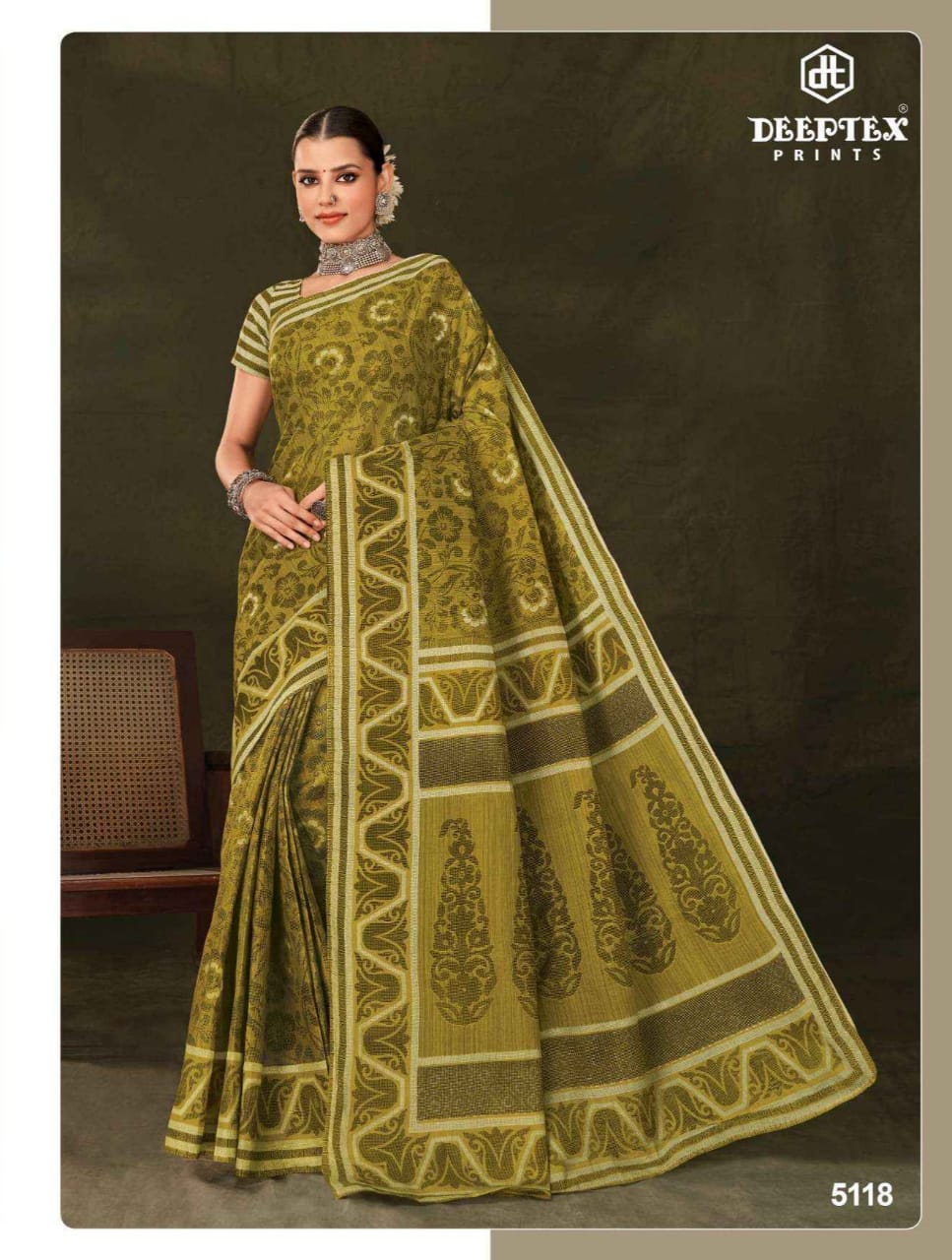 Deeptex Premium Cotton Voil Saree With Blouse Piece