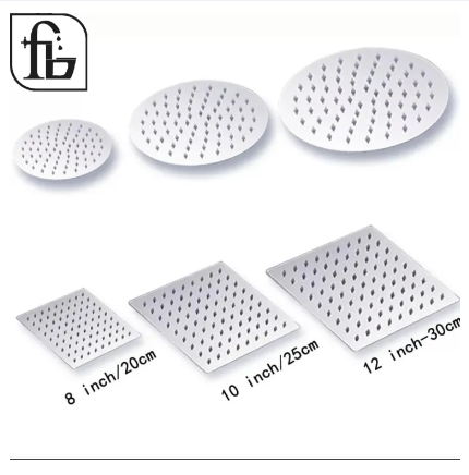 Fero 6 Inch Square Rainfall Shower Head Stainless Steel Ultra-thin Shower Heads Chrome Finish Round & Square Rain Shower