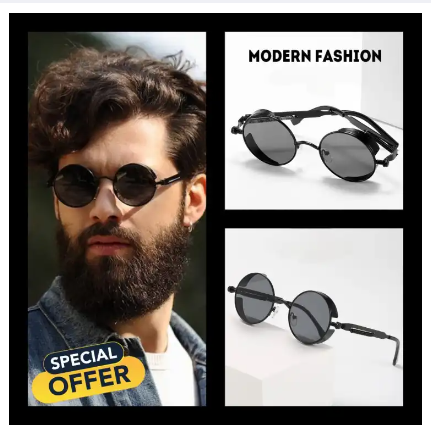 Vintage Steampunk Round Sunglasses Retro Men Women Designer Metal Frame Glasses