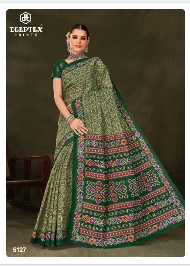 Deeptex Premium Cotton Voil Saree With Blouse Piece