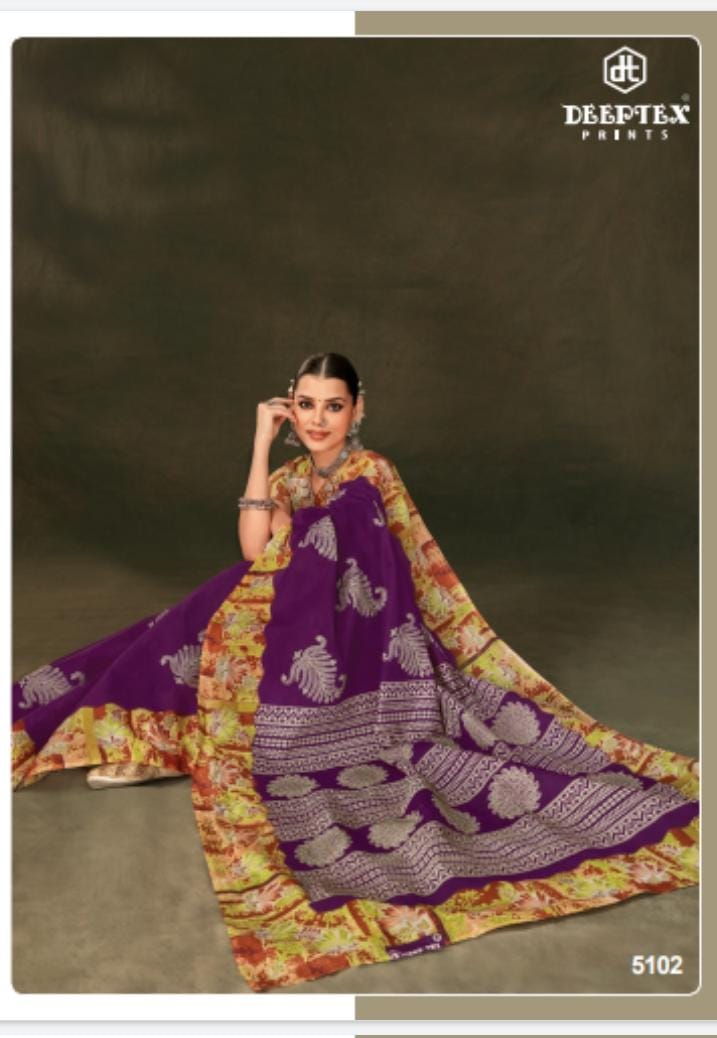 Deeptex Premium Cotton Voil Saree With Blouse Piece