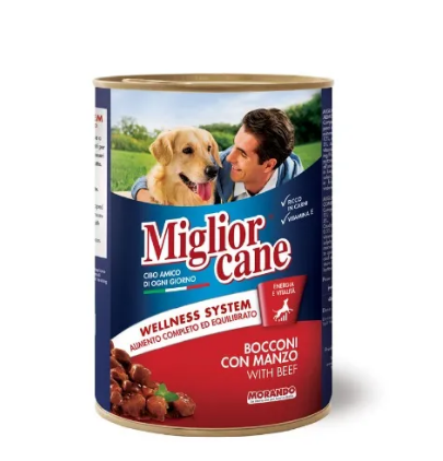 Morando Migliorcane Dog Wet Food (CHUNKS WITH BEEF 405g)