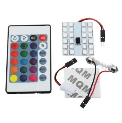 RGB 5050 SMD LED Lights Panel Car Interior T10 Festoon Dome Reading Map Lamp with Remote Control