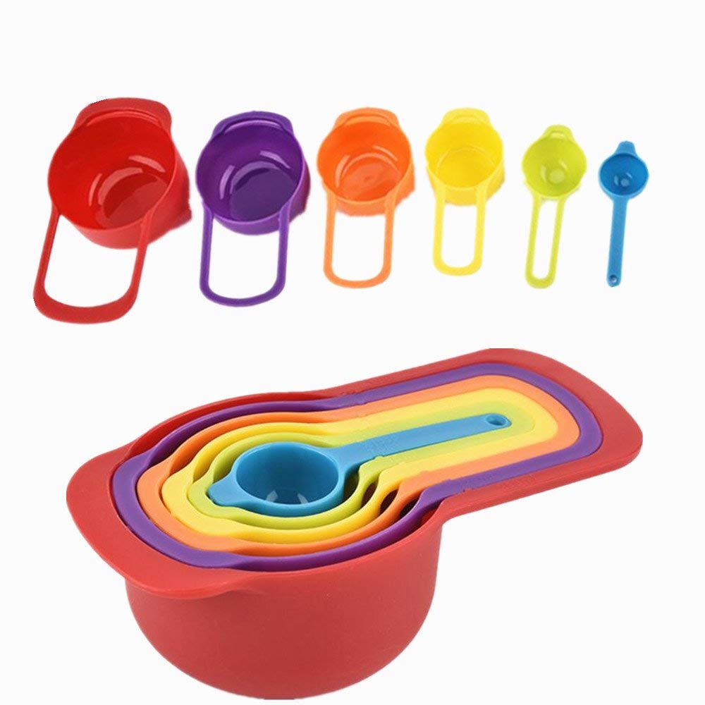 Measuring Cup And Measuring Spoon Set Cake baking accessories 5 Pcs - Multi color