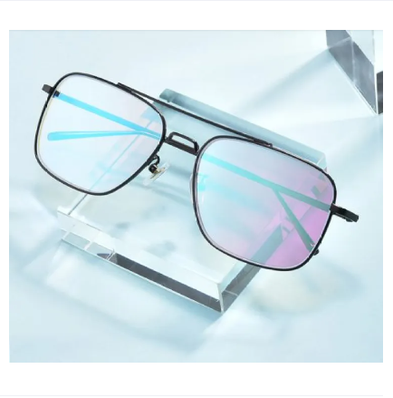Gradient Lens Sunglasses Lightweight for Unisex Radiation Flat Large Square Metal Frame Eyeglasses