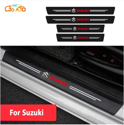 4 PCS Suzuki Car Door Sill Protector 3D Carbon Fiber Scuff Protective Door Sill Cover Panel Sticker, Car Stickers, Stickers for Car