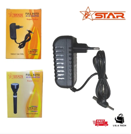 Torch Charger Universal Automatic 1.5V to 12V power Adaptor charger with 2 Jack