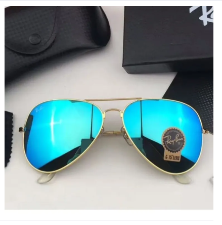 Sunglasses Men and Women Unisex Ray-Ban Aviator Blue Mirror Sunglass UV Protection with FREE Sunglass Pouch