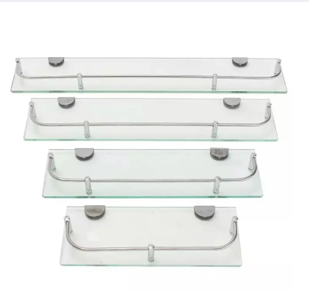 48.5 cm Glass Self / Bathroom Glass Shower Shelf Rack Organizer Holder Rectangle Tier Bathroom Hardware Shampoo Mirror Front Rack Wall Mount Shelf
