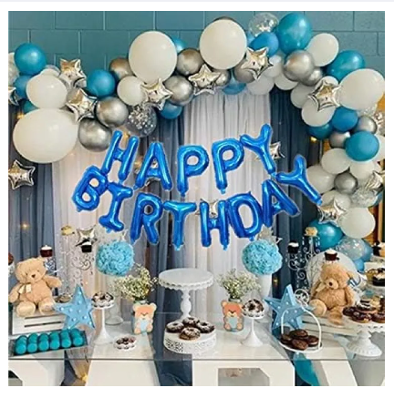 13 PCS SET Letters Happy Birthday Foil Balloon 16" Banner Party Deco Alphabet Aluminum BLUE