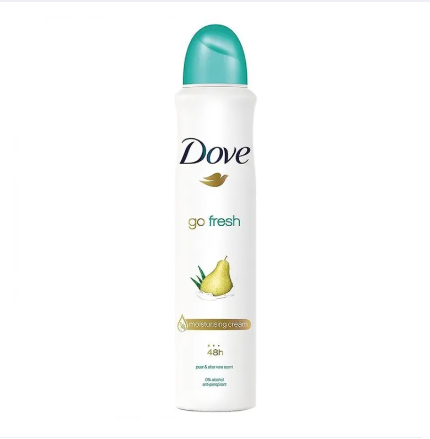 Dove Go Fresh Pear & Aloe Vera Scent 0% Alchohol Deodorant Spray 250 Ml.
