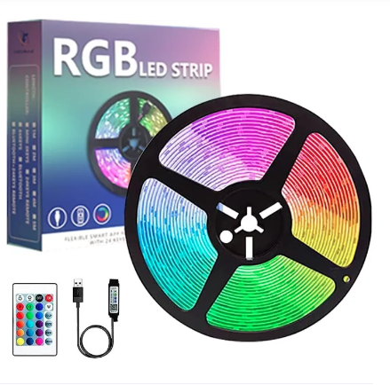 16.4ft USB Bluetooth RGB LED Strip Light 5050 DC 5V APP with Remote Controller Gaming Backlight Flexible Ribbon Decor Screen Smart TV Lighting Tape (5Meters)