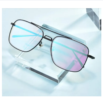 Gradient Lens Sunglasses Lightweight for Unisex Radiation Flat Large Square Metal Frame Eyeglasses