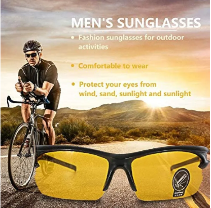 UV400 HD Night Vision Cycling Riding Driving Glasses Sports Sunglasses
