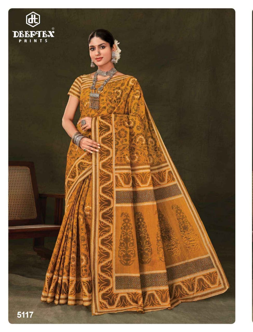 Deeptex Premium Cotton Voil Saree With Blouse Piece