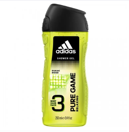 Adidas Pure Game 3 in 1 shower gel for body and hair and face for men 250 ml