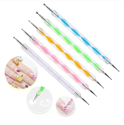 5 pc 2 Way Dotting Pen Tool Nail Art Tip Dot Paint Manicure kit (5PC)