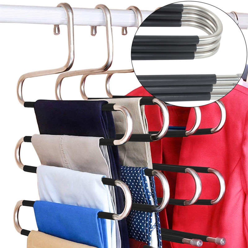 Clothes Hangers Multifunctional Smart Pants Organizer Space Save 5 Layers Closet Storage Organizer