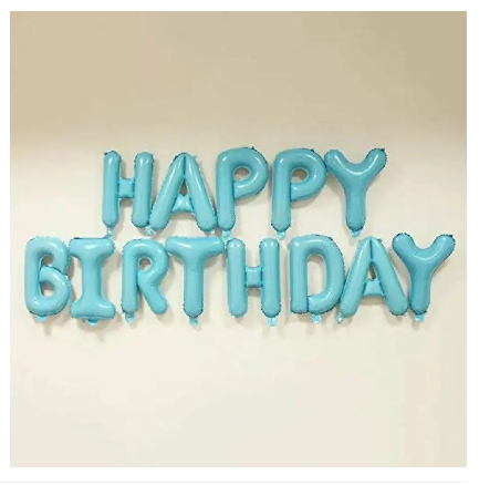 13 PCS 1 SET Letters Happy Birthday Foil Baloon 16" Banner Party Deco Alphabet Aluminium Colour Baby Blue