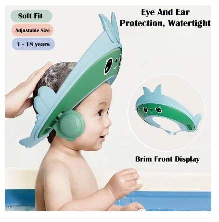 Baby bath Shower Cap,Bath Visor hat for Eye and Ear wash Protection,Adjustable Silicone Bathing