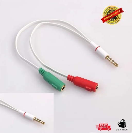Earphone Adapter Audio 3.5mm Female to 2 Male Jack 3.5 Mic Y Splitter Headset to PC Adapter Aux Cable