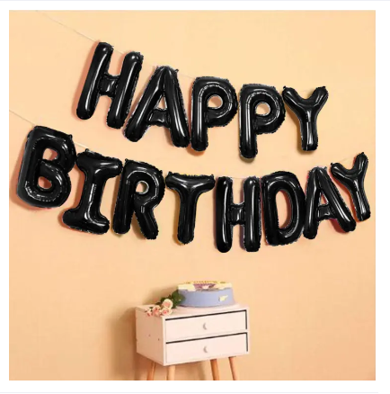 13 PCS SET Letters Happy Birthday Foil Balloon 17" Banner Party Decoration Alphabet Black Colour